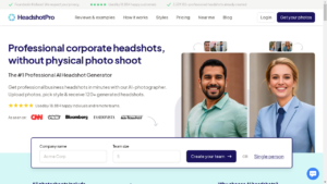"A group of professionals using HeadshotPro for AI-generated headshots"