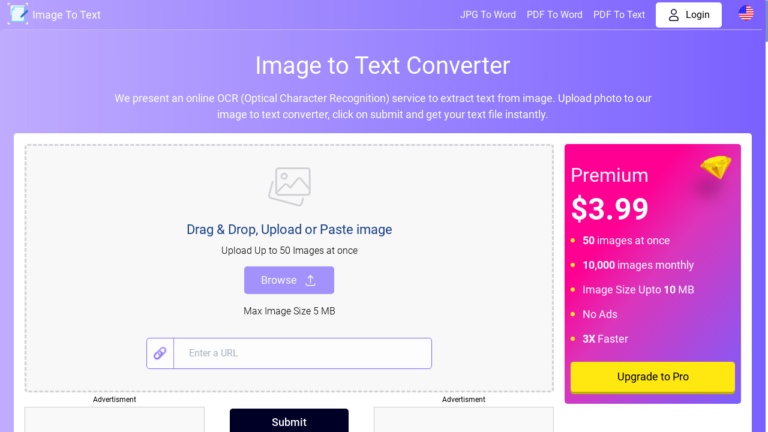 An AI-powered OCR tool, Image to text, converting images into text effortlessly.