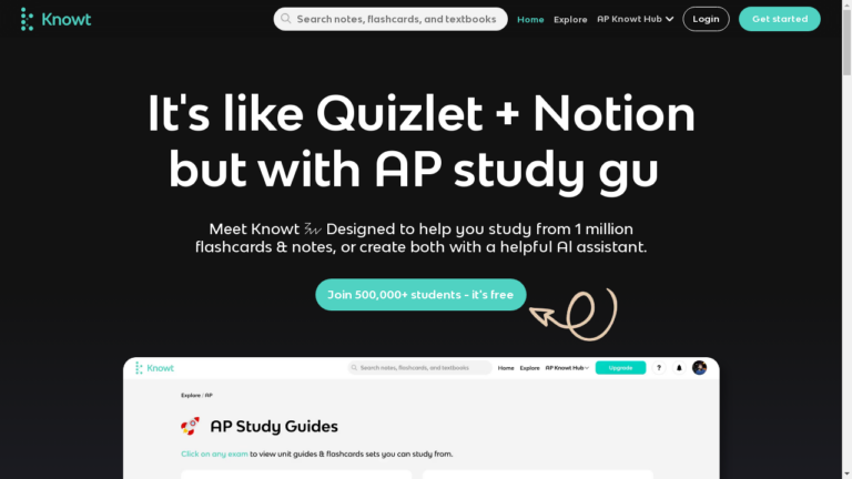 "Image of a student using Knowt to convert notes into quizzes"