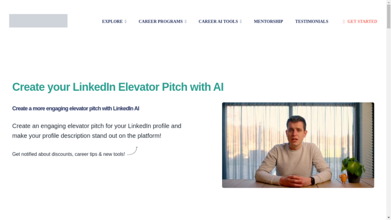 Image of a person's LinkedIn profile being enhanced with the help of Elevator Pitch AI.