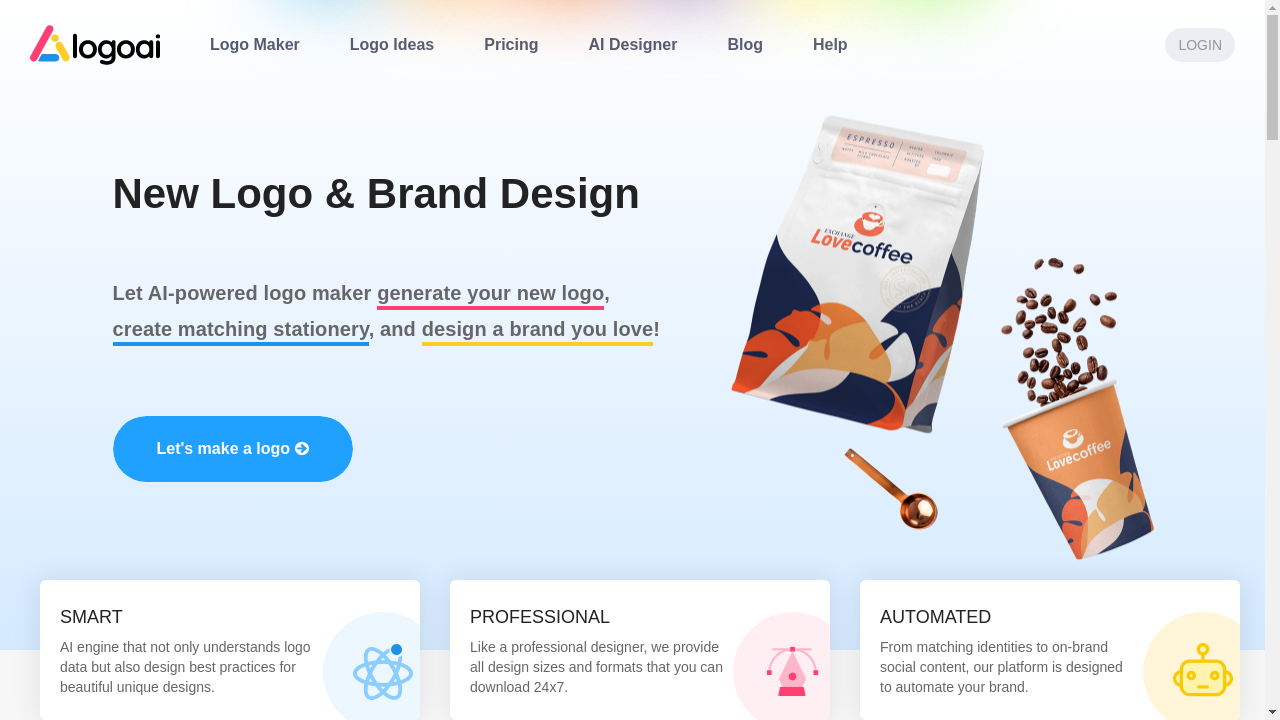 "LogoAI - Create professional logos with artificial intelligence"