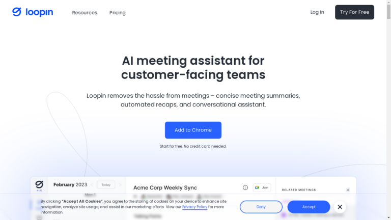 "An illustration of Loopin, the AI-powered meeting assistant, providing automated meeting summaries and contextual intelligence."