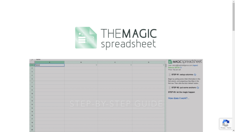 "Screenshot of Magic Spreadsheet interface showcasing data collection and organization capabilities."