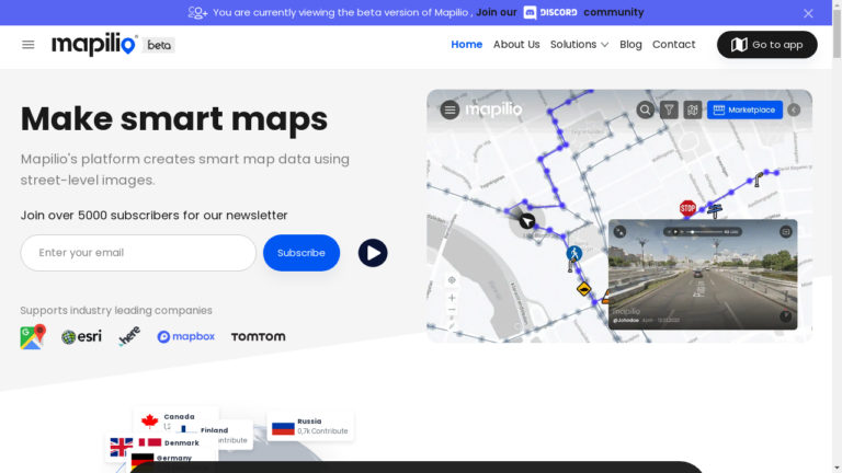 "Mapilio's interface displaying street-level images and map data"