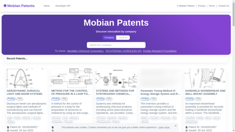 A visual representation of Mobian.dev, the AI tool for patent exploration