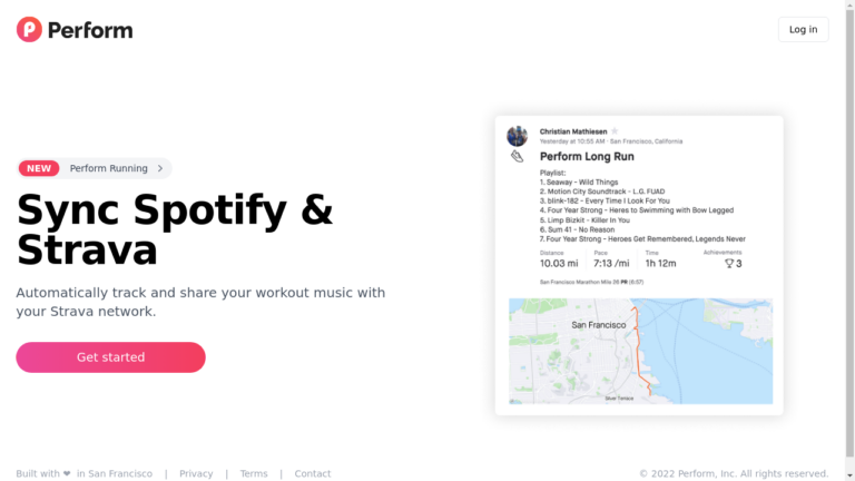 "Image of Perform Running app showing personalized workout music playlists"