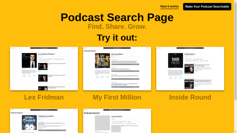 A person using Podcast Search Page on their smartphone