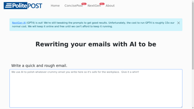 "An image of a person using PolitePost.net to enhance their email communication."