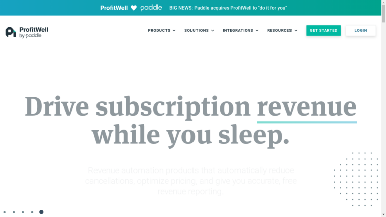 "A screenshot of ProfitWell's analytics dashboard showing key subscription metrics"