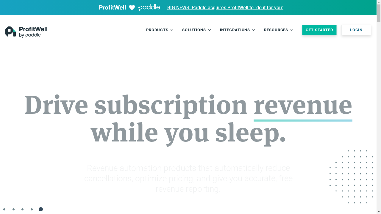 "A screenshot of ProfitWell's analytics dashboard showing key subscription metrics"