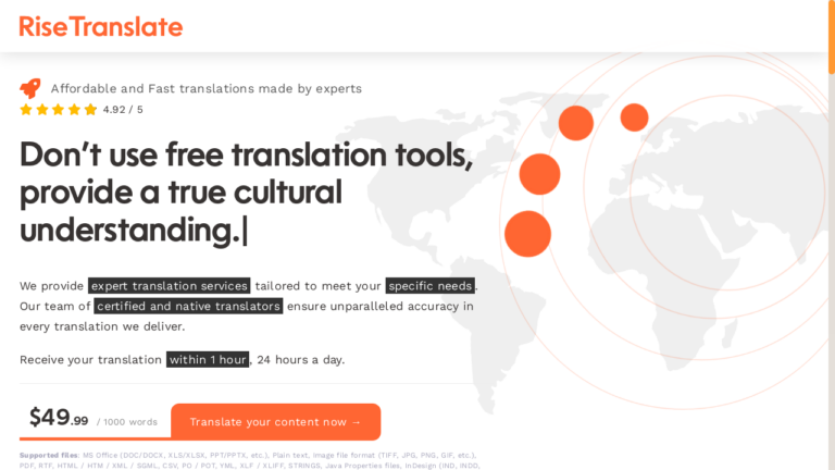 RiseTranslate - Human-powered translations for accurate and fast results