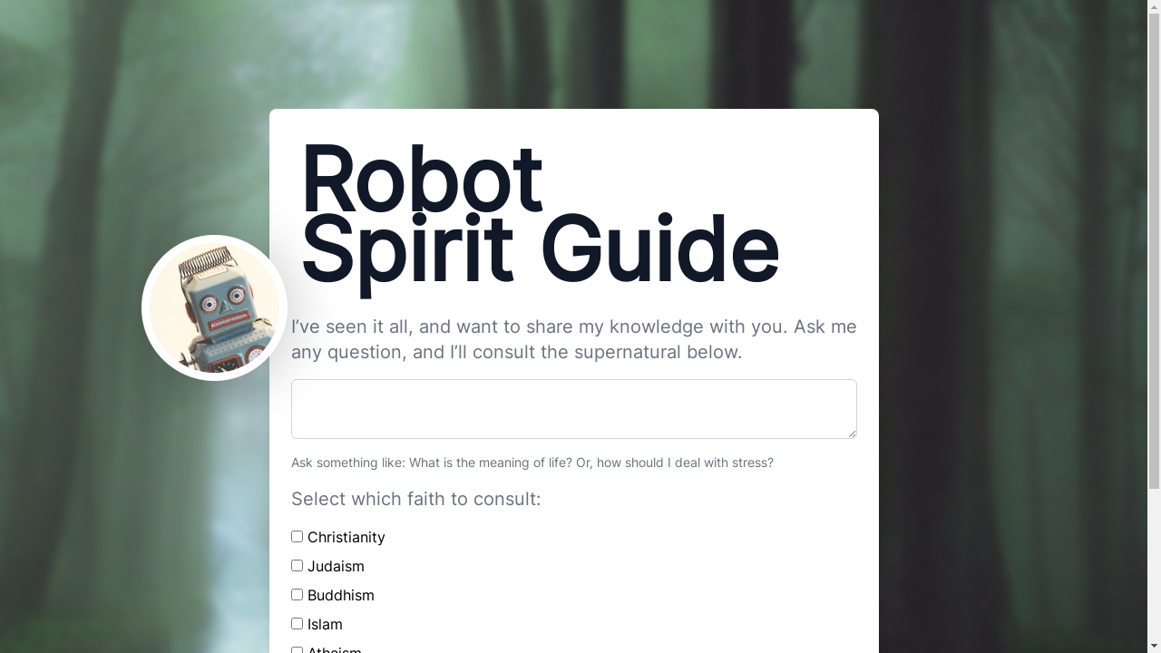 A person interacting with Robot Spirit Guide on their mobile device