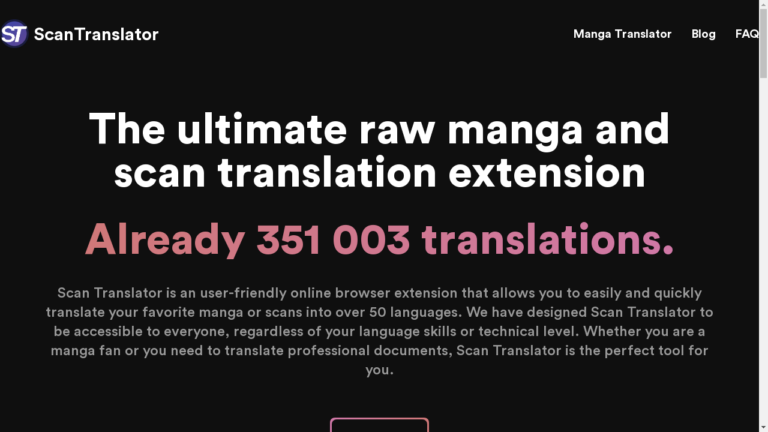 "Screenshot of Scan Translator translating manga scan into multiple languages"