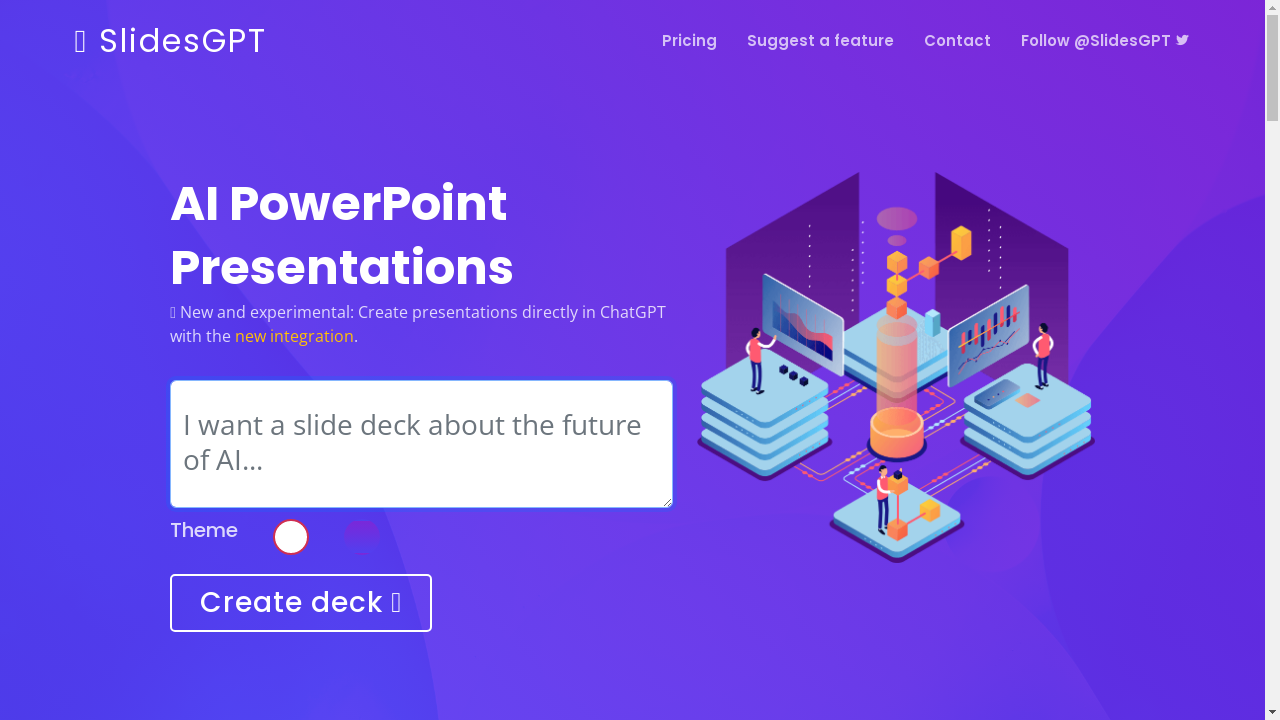 "AI-powered presentation slide deck creation tool"