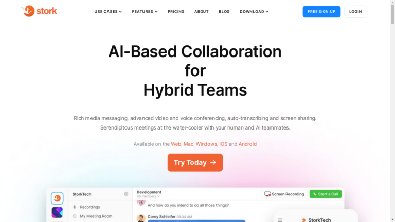 Stork Collaboration Tool - AI-Powered Hybrid Team Collaboration.