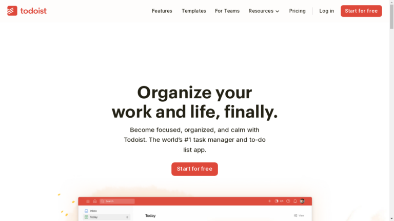 "Todoist app interface with tasks and reminders"