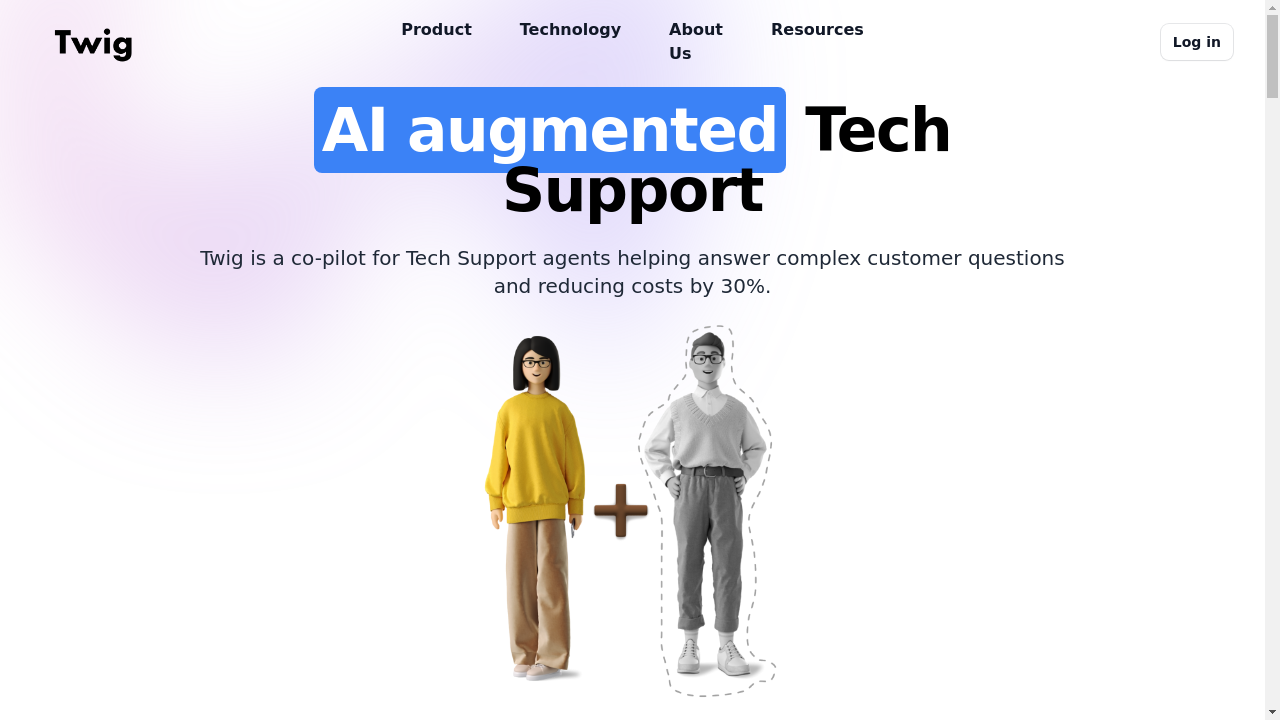 "Illustration of a virtual agent providing customer support with Twig AI"