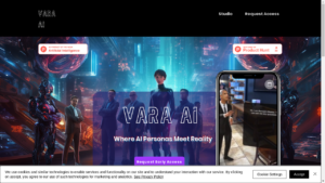 "Varaverse AI bot showcasing augmented reality products in the metaverse"