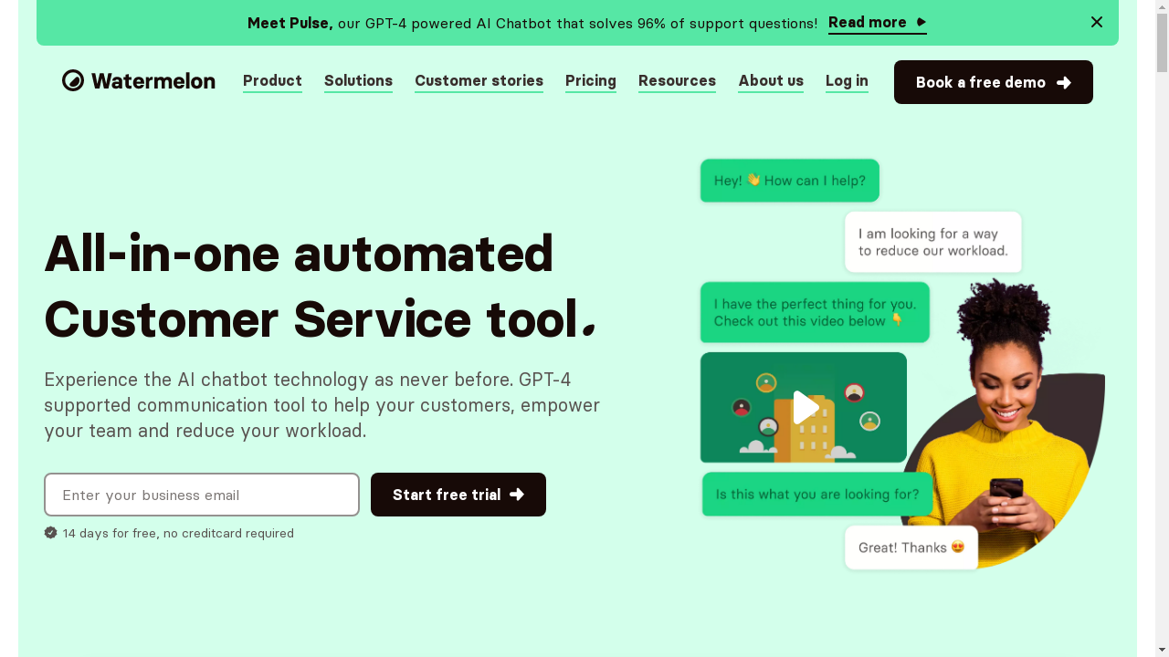 "Watermelon Pulse - AI-powered chatbot solution for enhanced customer service"