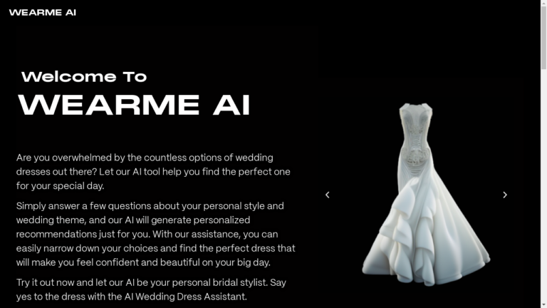 A bride using WearMe AI to virtually try on wedding dress designs