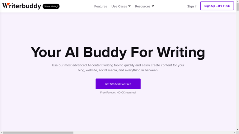 "A person using WriterBuddy, the AI writing tool, to create content"