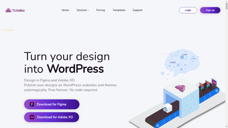 "A designer using Yotako to create a WordPress website from Figma and Adobe XD designs."
