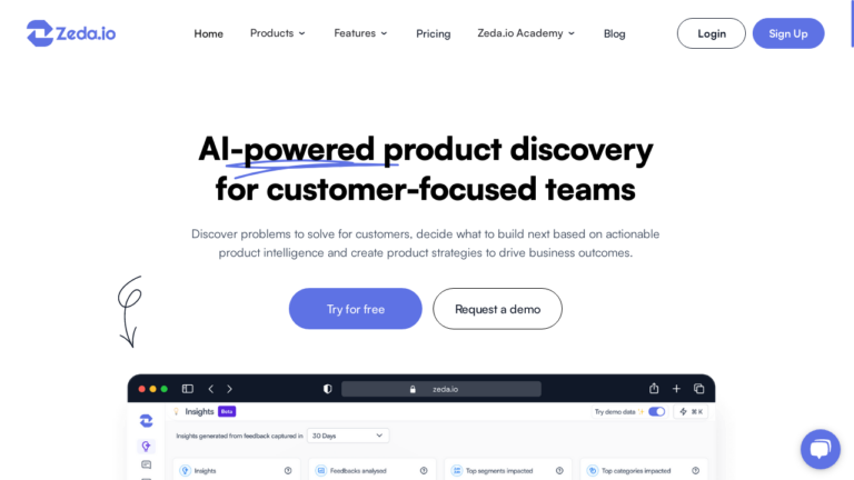 Illustration showcasing the AI-driven product intelligence capabilities of Zeda.io platform.