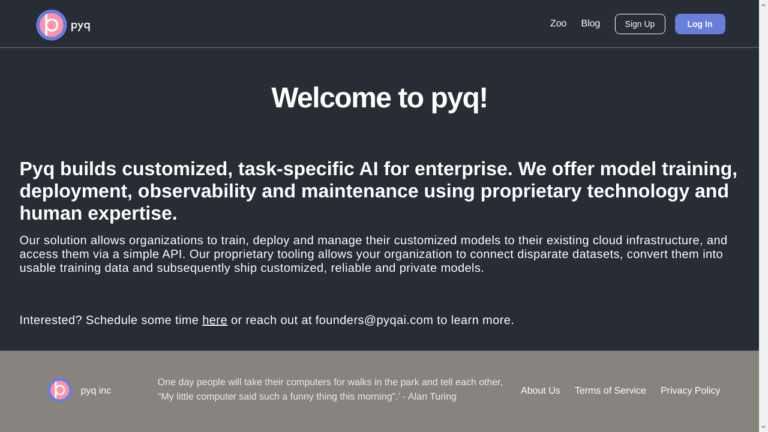 "Illustration of Pyq logo with gears symbolizing streamlined AI-powered feature building."